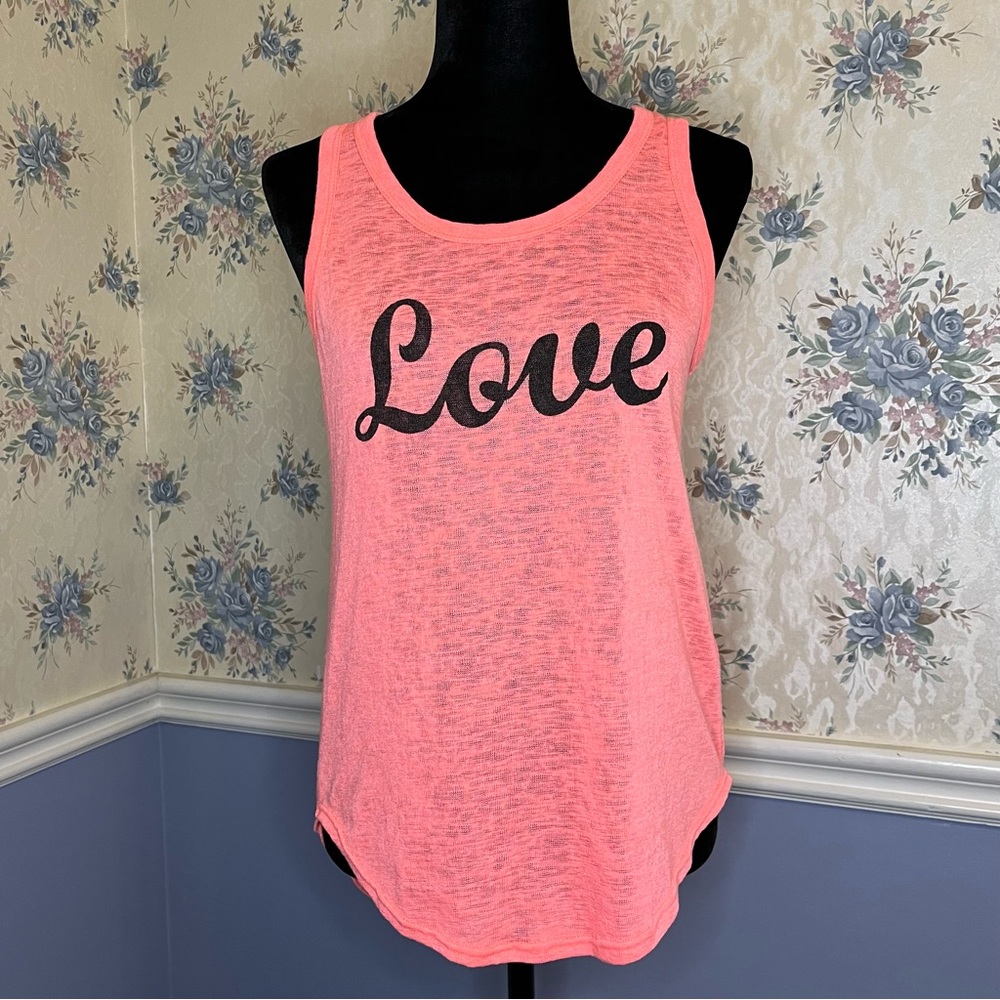 Julies Closet Hot Pink Love Tank Top, Size L
